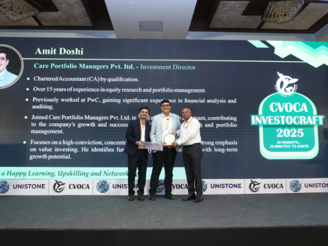 Appreciation from CVOCA InvestoCraft 2025 to our Co-founder & Investment Director Mr. Amit Doshi Appreciation from CVOCA InvestoCraft 2025 to our Co-founder & Investment Director Mr. Amit Doshi